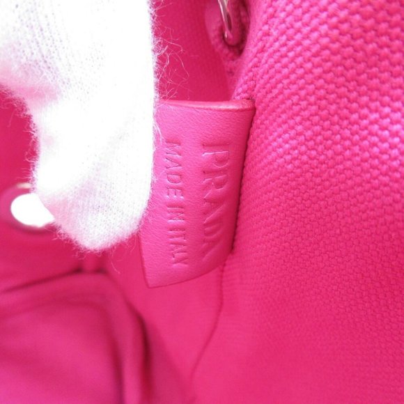 AUTHENTIC PRADA Canapa Tote Bag crossbody 2 way canvas Pink - Picture 11 of 12